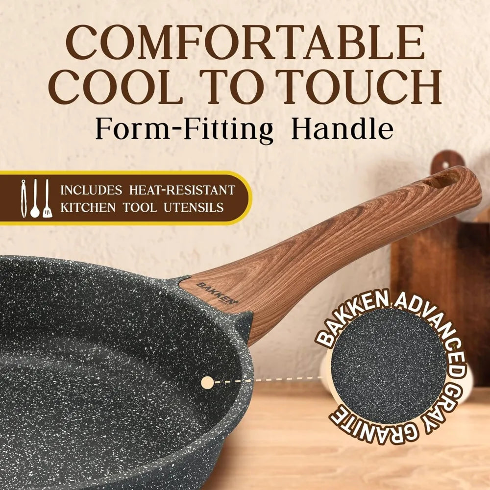 20-Piece Kitchen Cookware Set – Granite Non-Stick – for All Stoves & Oven-Safe - Marble coating