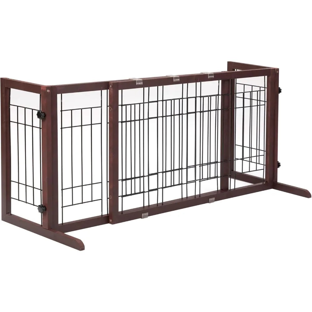 Extra Wide, Free Standing Pet Gates for Doorway, Stairs, Wooden