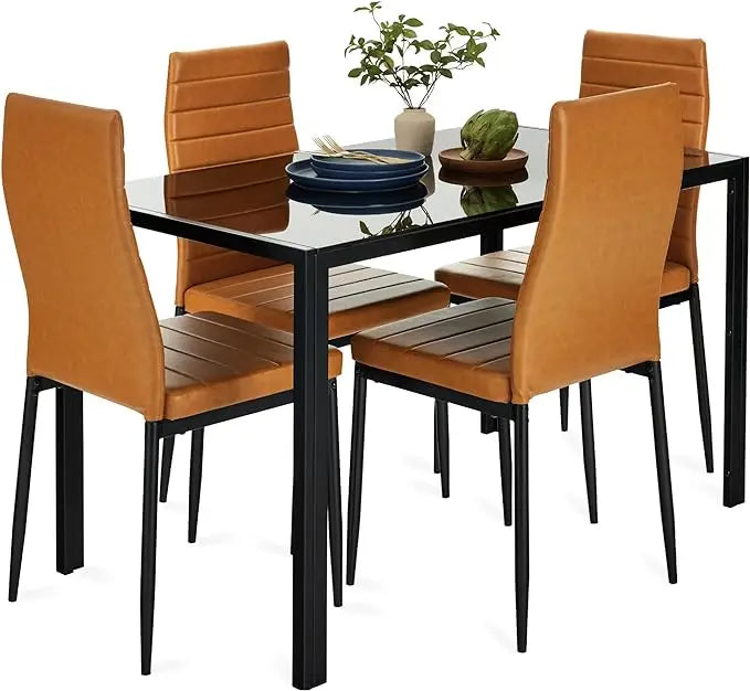 Glass Dining Set Modern Kitchen Table with Chairs