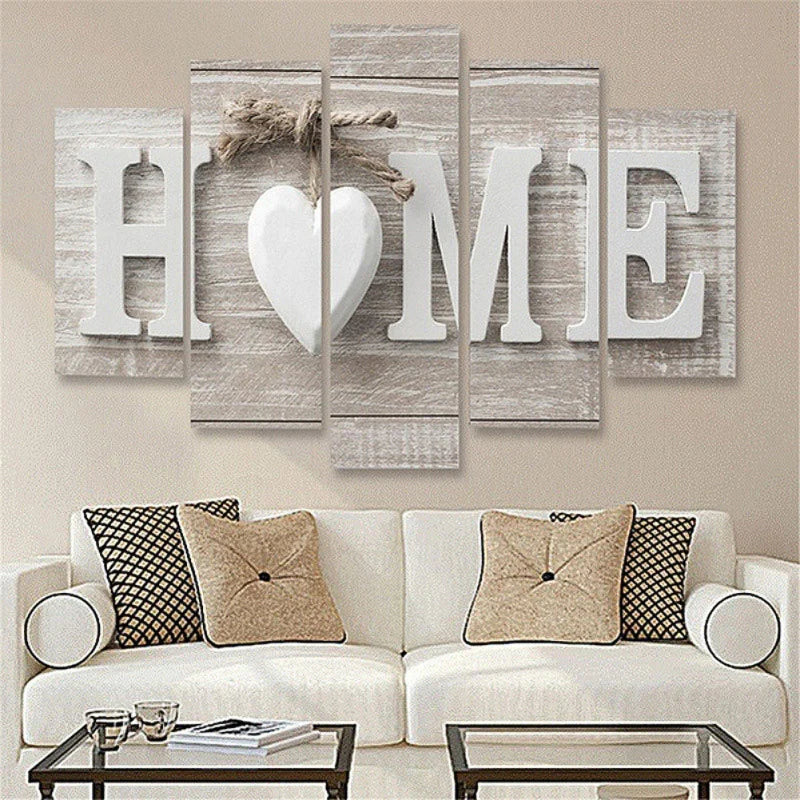 5 Piece HOME Sign Canvas Wall Art Painting Modern Decor