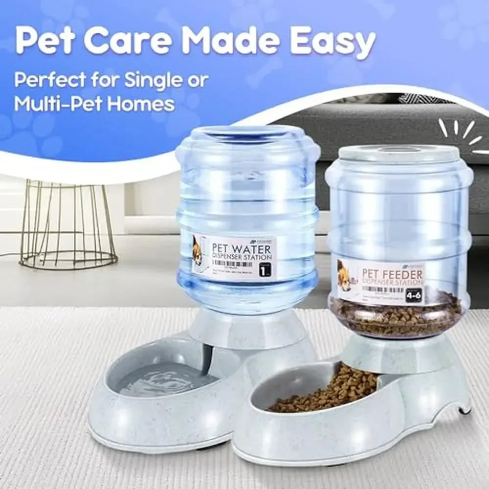 2 Pack Self Feeding Pet Bowl Gravity Food & Water Dispenser