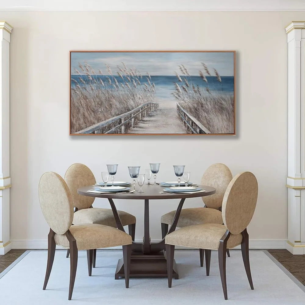 Wall Canvas Painting Reed And Blue Coast Landscape