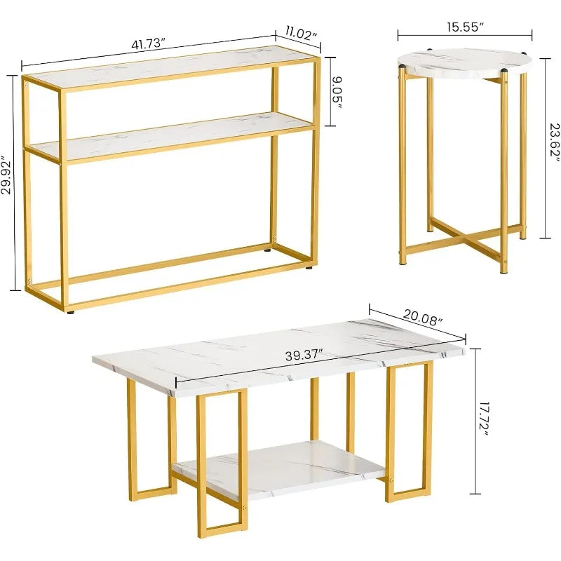 3 Pieces Living Room Table Set,