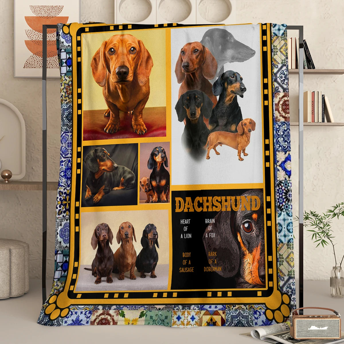 Lovely Dachshund Design Flannel Throw Blanket for Animal Lovers