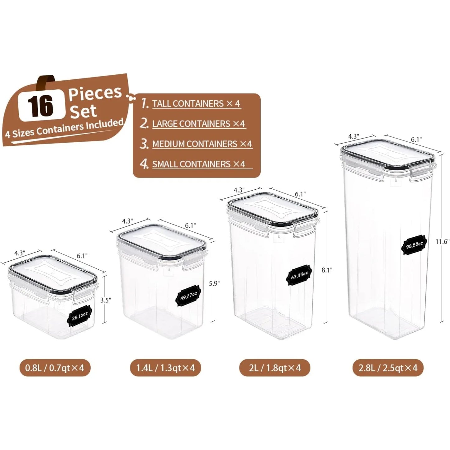 PRAKI Airtight Food Storage Container Set