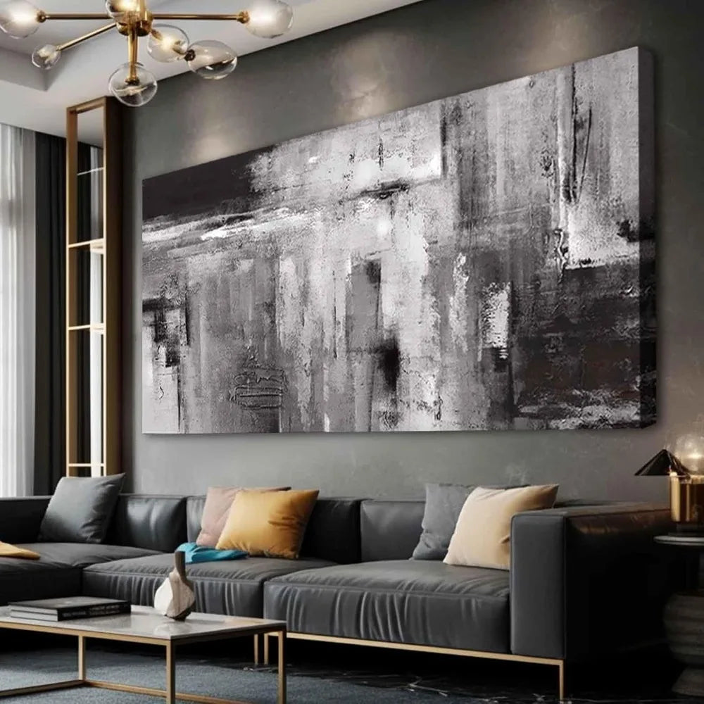 Black Abstract Wall Art Living Room Decor Painting