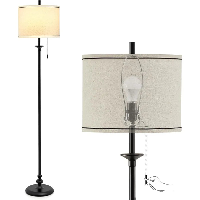 Modern Floor Lamp, 60"for Living Room with Pull Chain Switch,