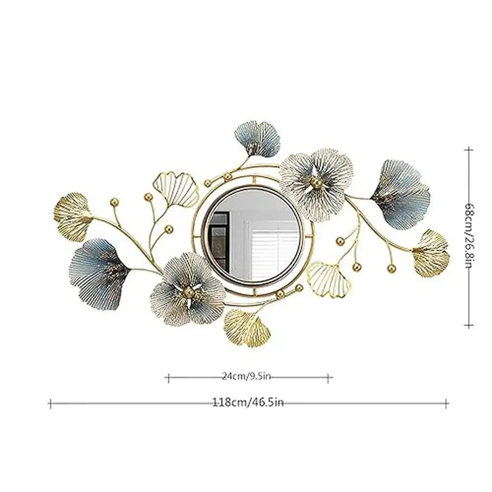 Metal Ginkgo Leaf Wall Mirror