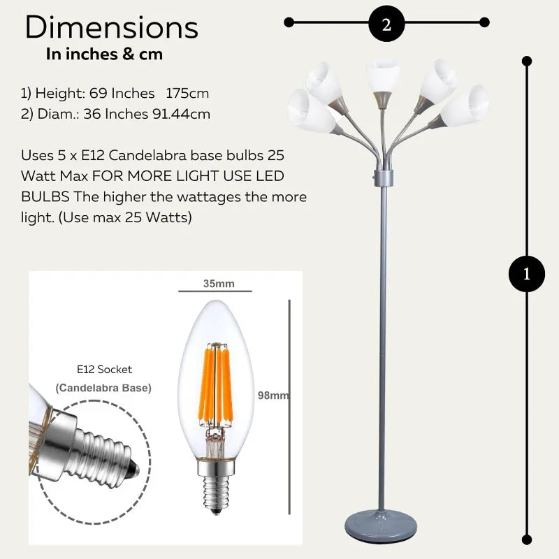 Modern Multi-Head Medusa Floor Lamp - 5 Light Standing Lamp