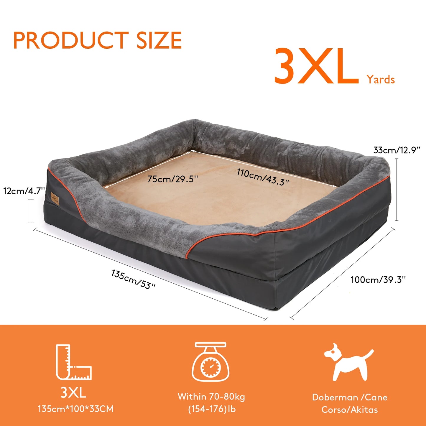 Super Soft Orthopedic Foam Pet Bed and Removable Cover