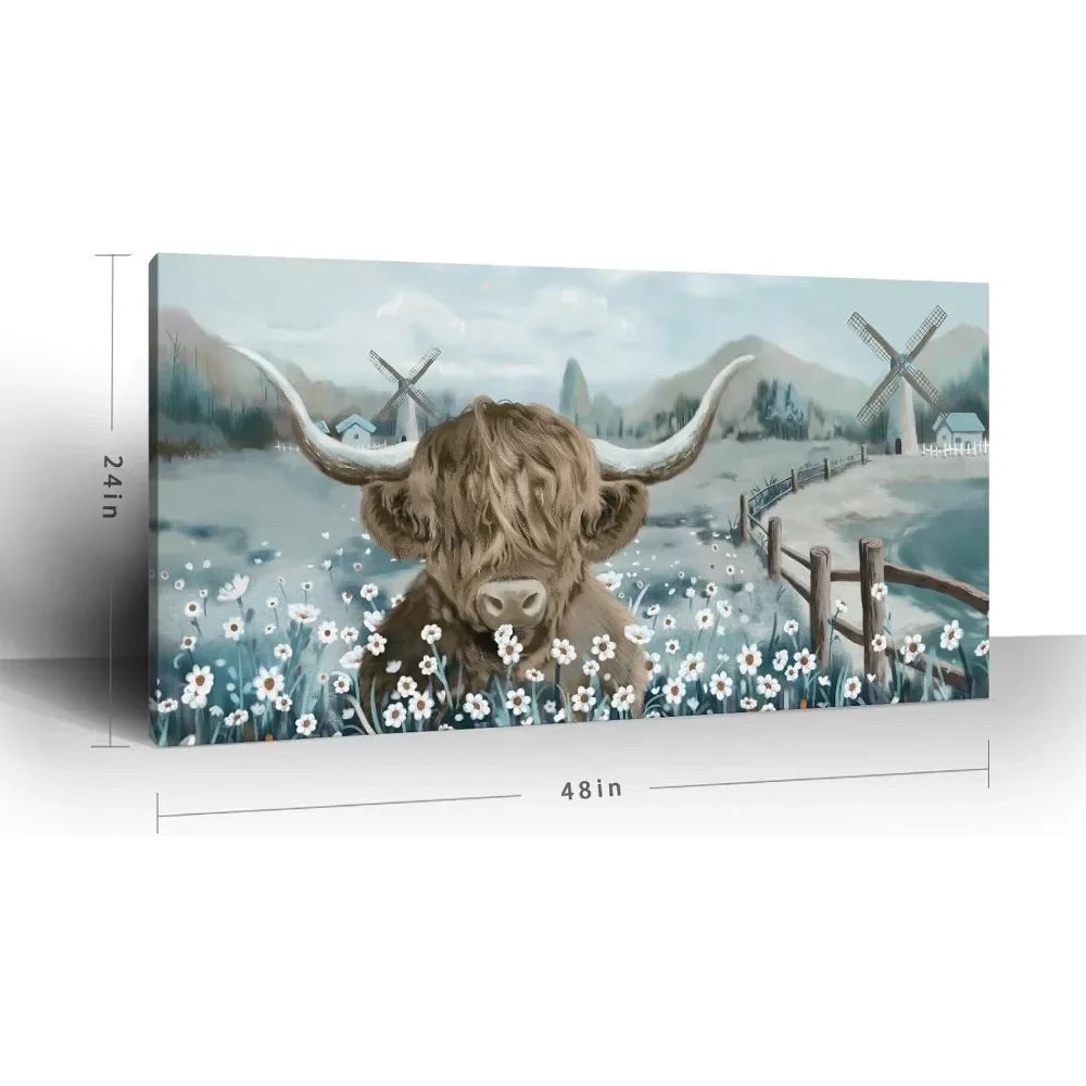 Decorative Paintings Large Highland Cattle Wall Art