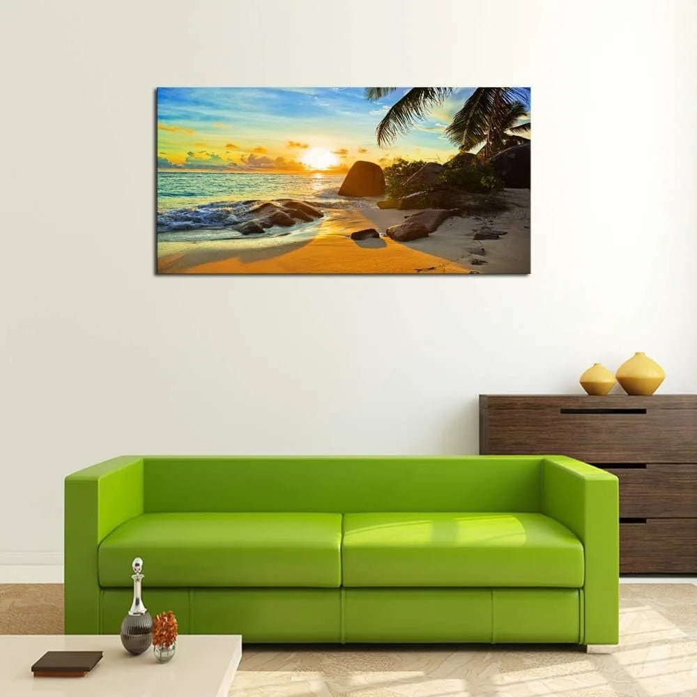 Canvas Wall Art Tropical Beach At Sunset Seascape