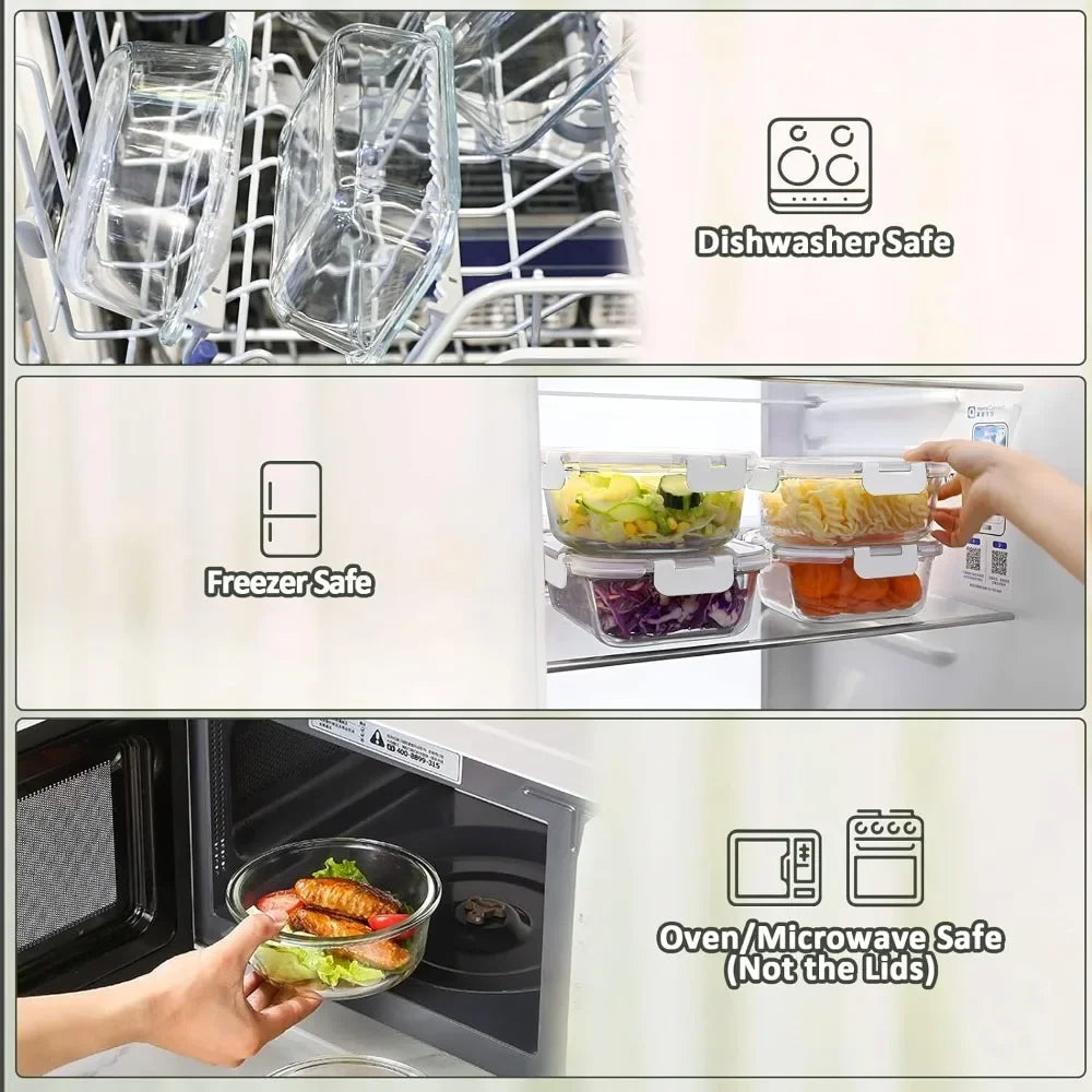 Food Storage Containers with Upgraded Snap Locking Lids Airtight