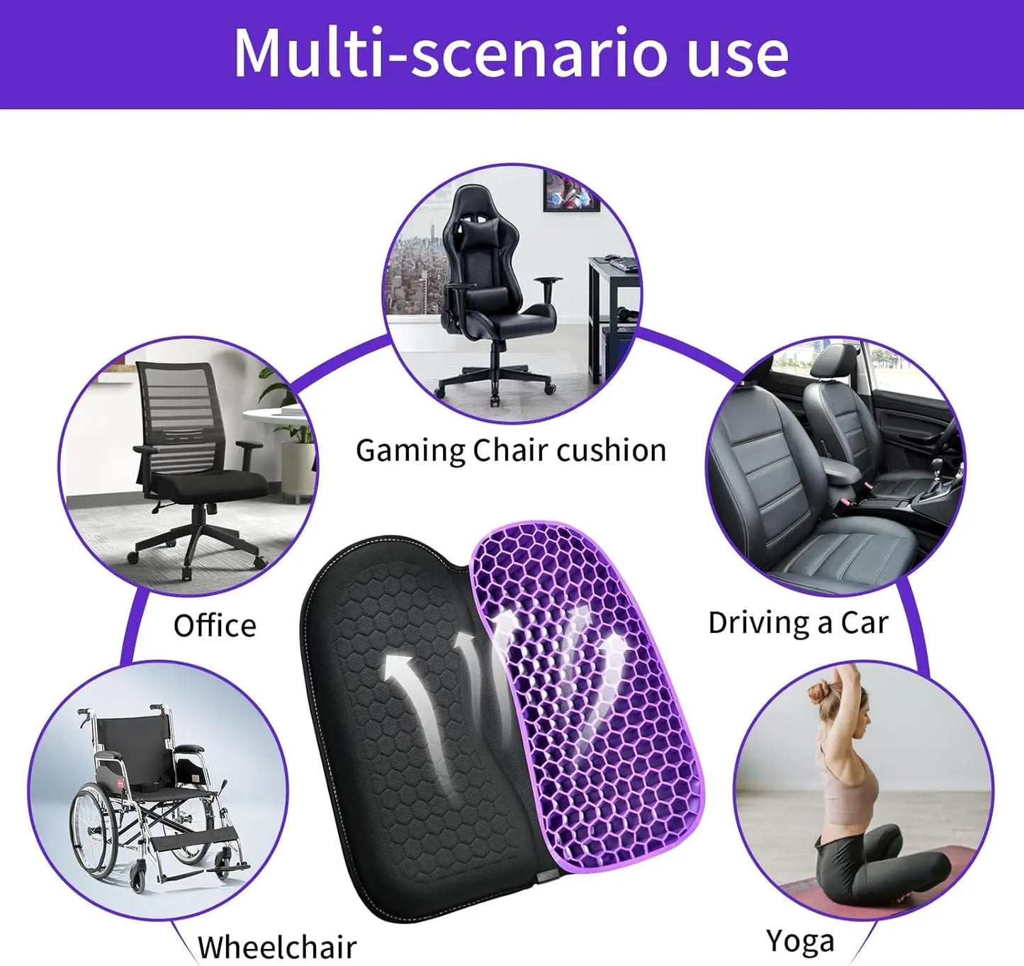 Gel Seat Cushions for Office Chairs Cushion - Tailbone Pain Relief Cushion