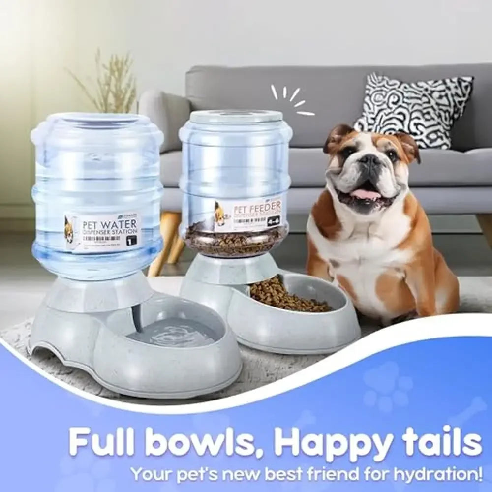 2 Pack Self Feeding Pet Bowl Gravity Food & Water Dispenser