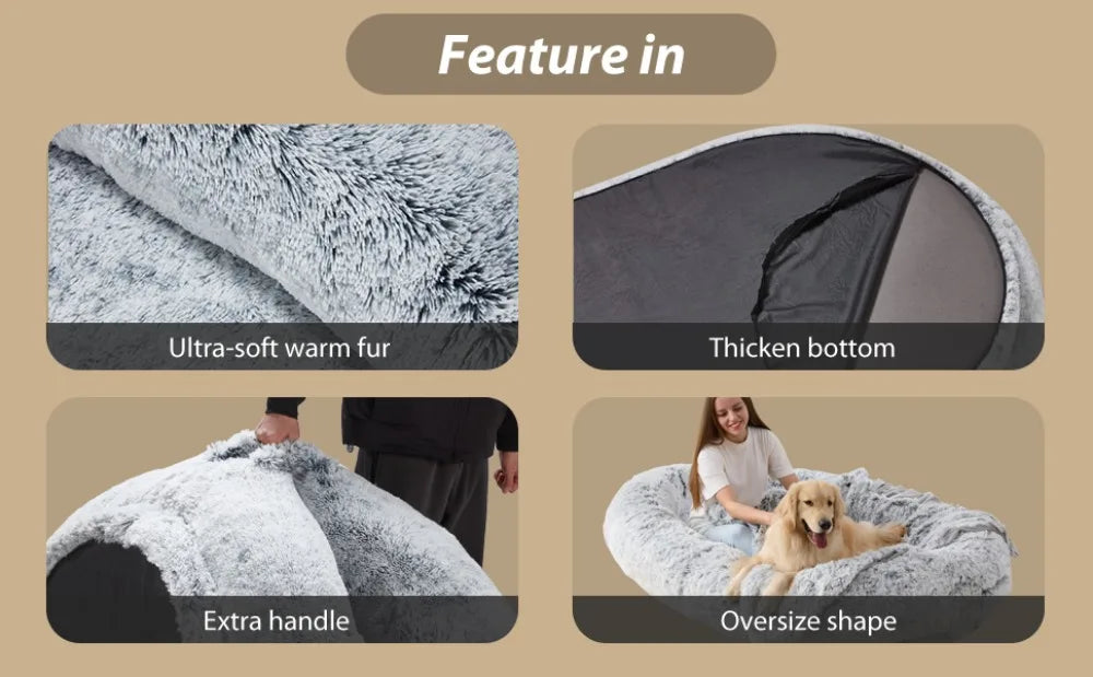 Large Human Dog Bed Bean bag with Blanket for People, Families, Pets,