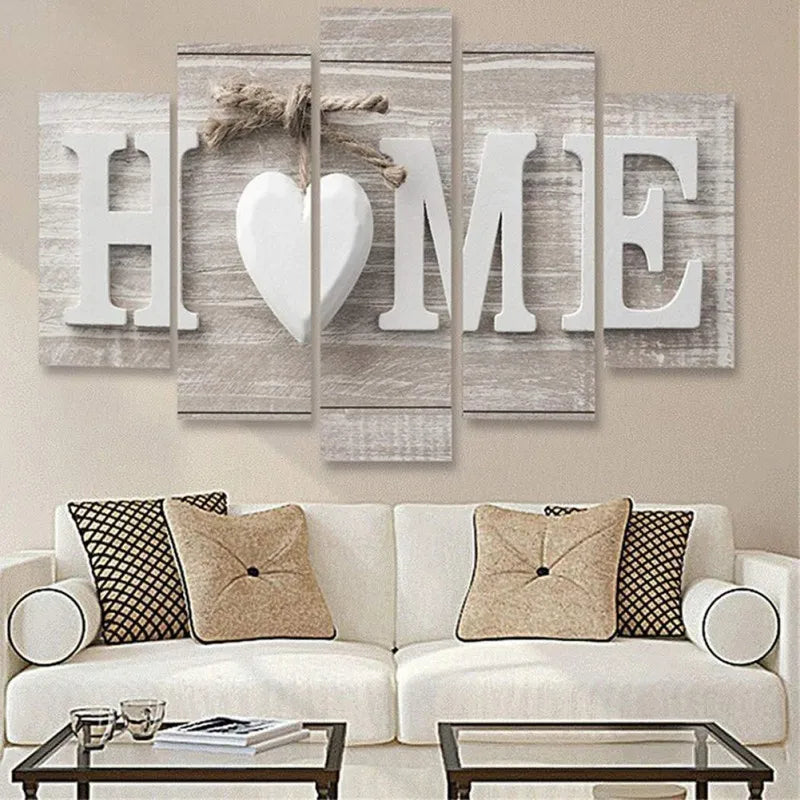 5 Piece HOME Sign Canvas Wall Art Painting Modern Decor