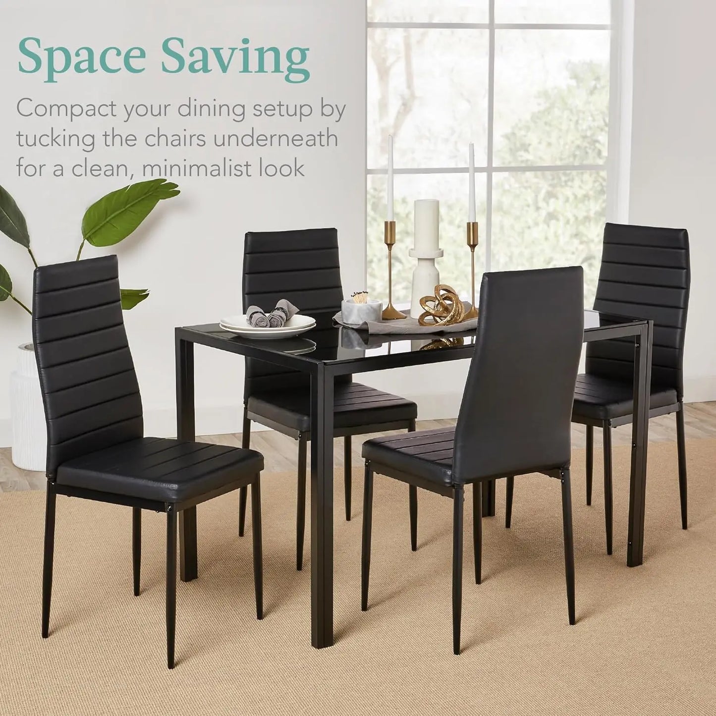 Glass Dining Set Modern Kitchen Table with Chairs