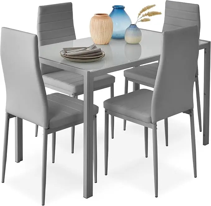 Glass Dining Set Modern Kitchen Table with Chairs