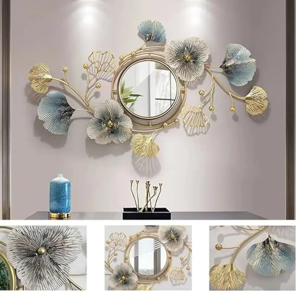 Metal Ginkgo Leaf Wall Mirror