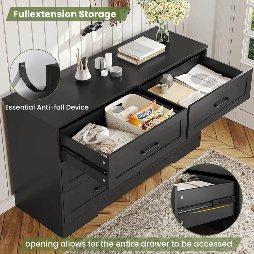 6 Drawers Dresser Modern Large Capacity Storage Cabinet with Deep Drawers,