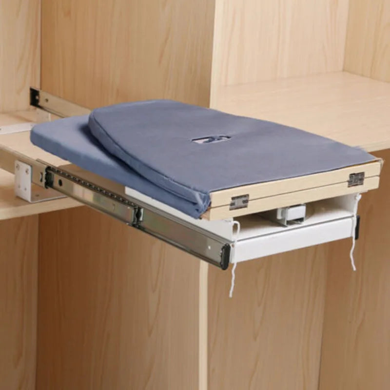 Retractable Rotating Ironing Board Gray Foldable Pull-out Storage Cabinet Laundry Accessories