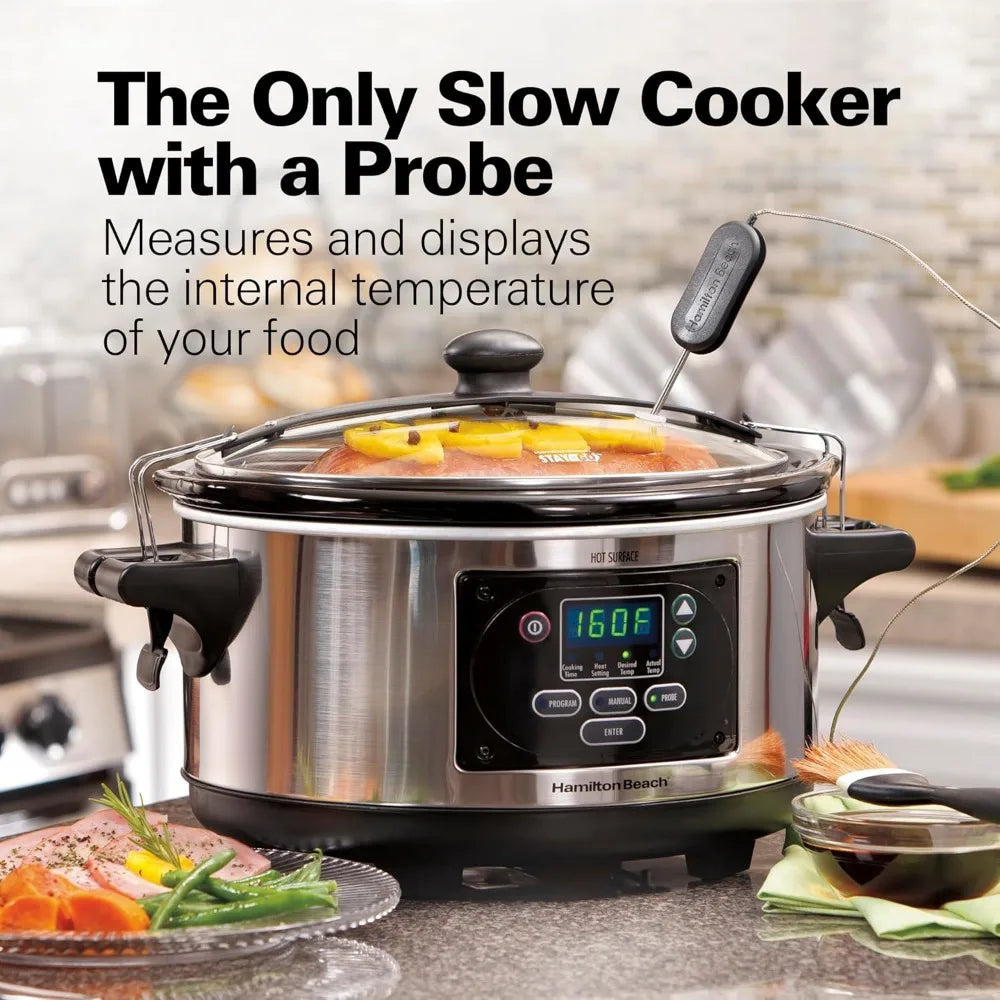 Portable 6 Quart Set & Forget Digital Programmable Slow Cooker