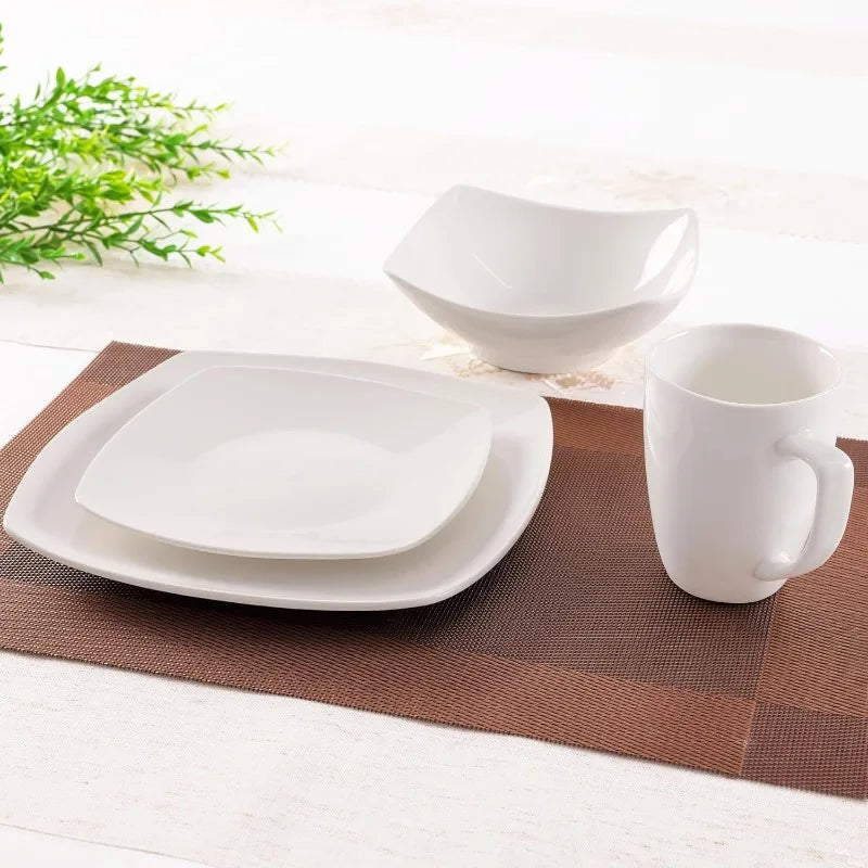 Premium Quality Porcelain Dishes Set - Dishwasher Safe, Microwave Safe Plates and Bowls