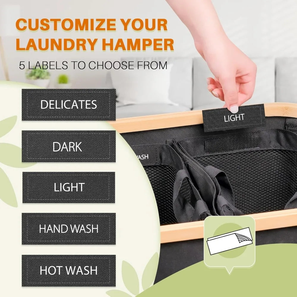 Laundry Hamper 3 Section for With Lid Dirty Clothes Hamper Laundry Basket Organizer for Bedroom Laundry Room