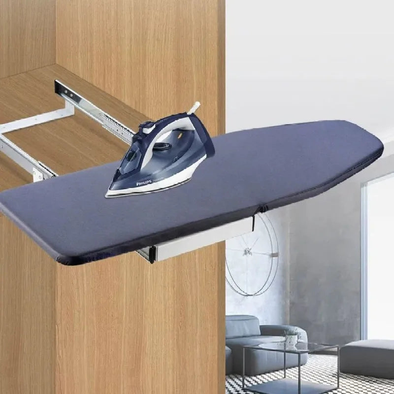 Retractable Rotating Ironing Board Gray Foldable Pull-out Storage Cabinet Laundry Accessories