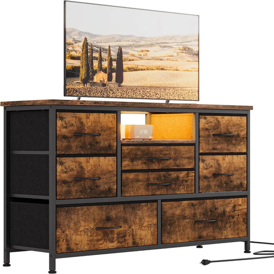 8 Dresser TV Stand with Power Outlet & LED