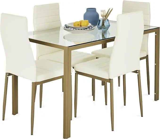 Glass Dining Set Modern Kitchen Table with Chairs