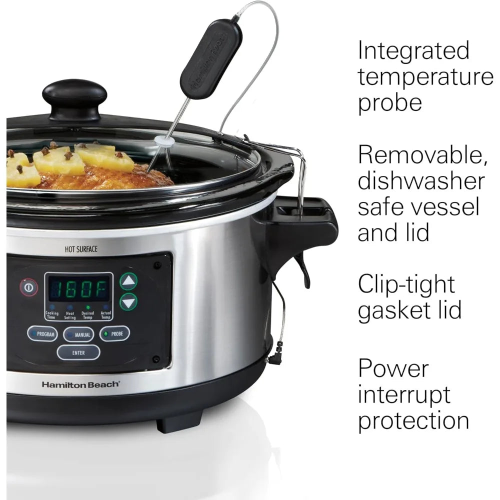 Portable 6 Quart Set & Forget Digital Programmable Slow Cooker