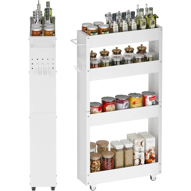 Slim Storage Cart,   on Wheels, Utility Metal Narrow Bathroom Storage