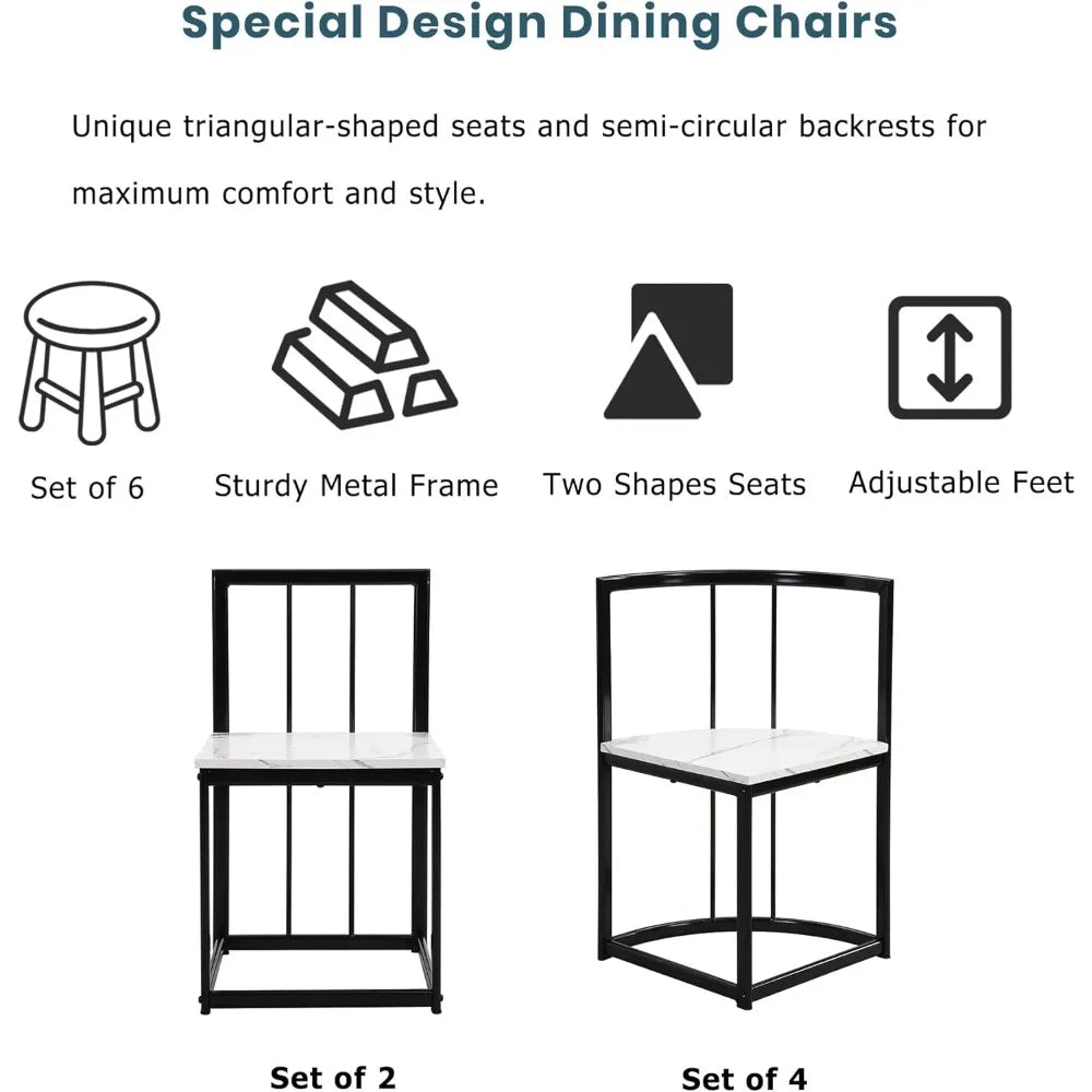 6-piece Metal Kitchen Table, Compact Breakfast Corner Table Set