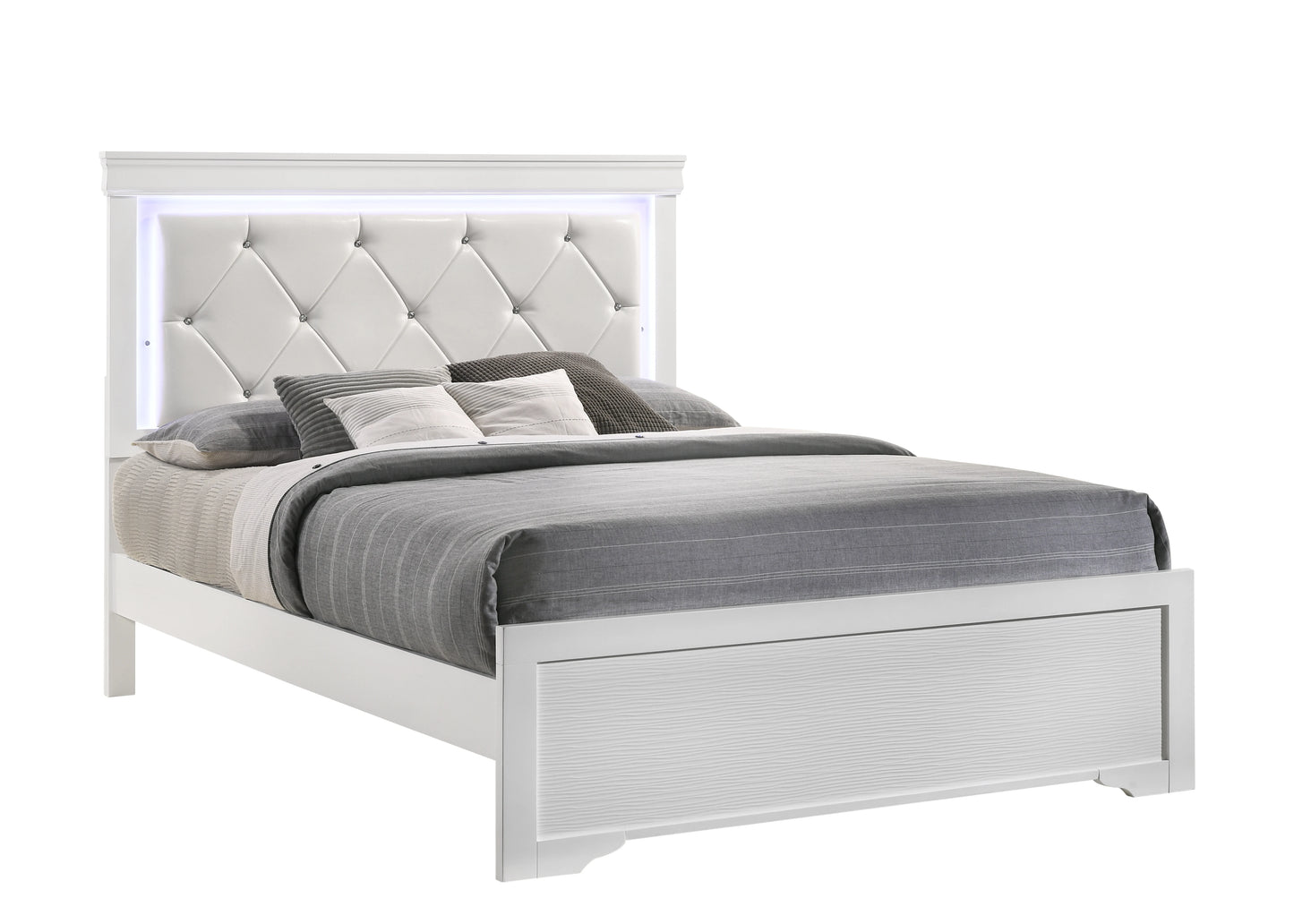 Queen 5-N Pc Tufted Upholstery LED Bedroom set