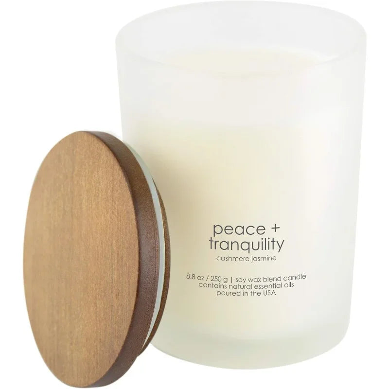 Scented Candle, Peace + Tranquility (Cashmere Jasmine), Medium Jar, Home Décor