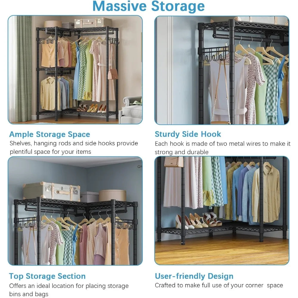 Freestanding Portable Wardrobe Closet Heavy Duty Clothing Rack