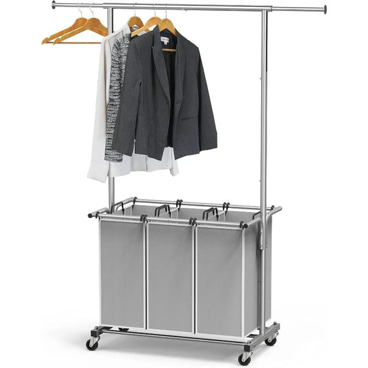 3 Bag Laundry Sorter Rolling Cart