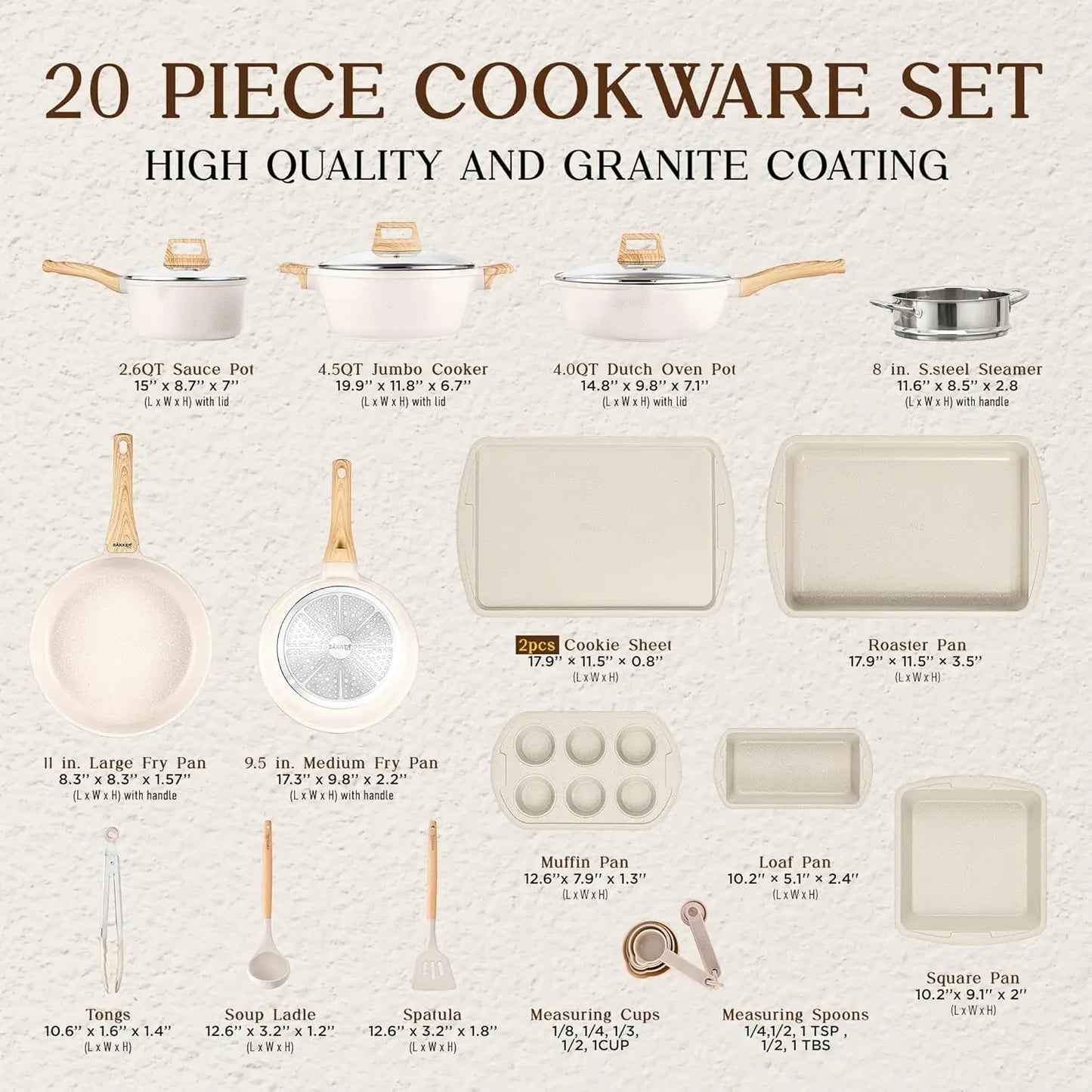 20-Piece Kitchen Cookware Set