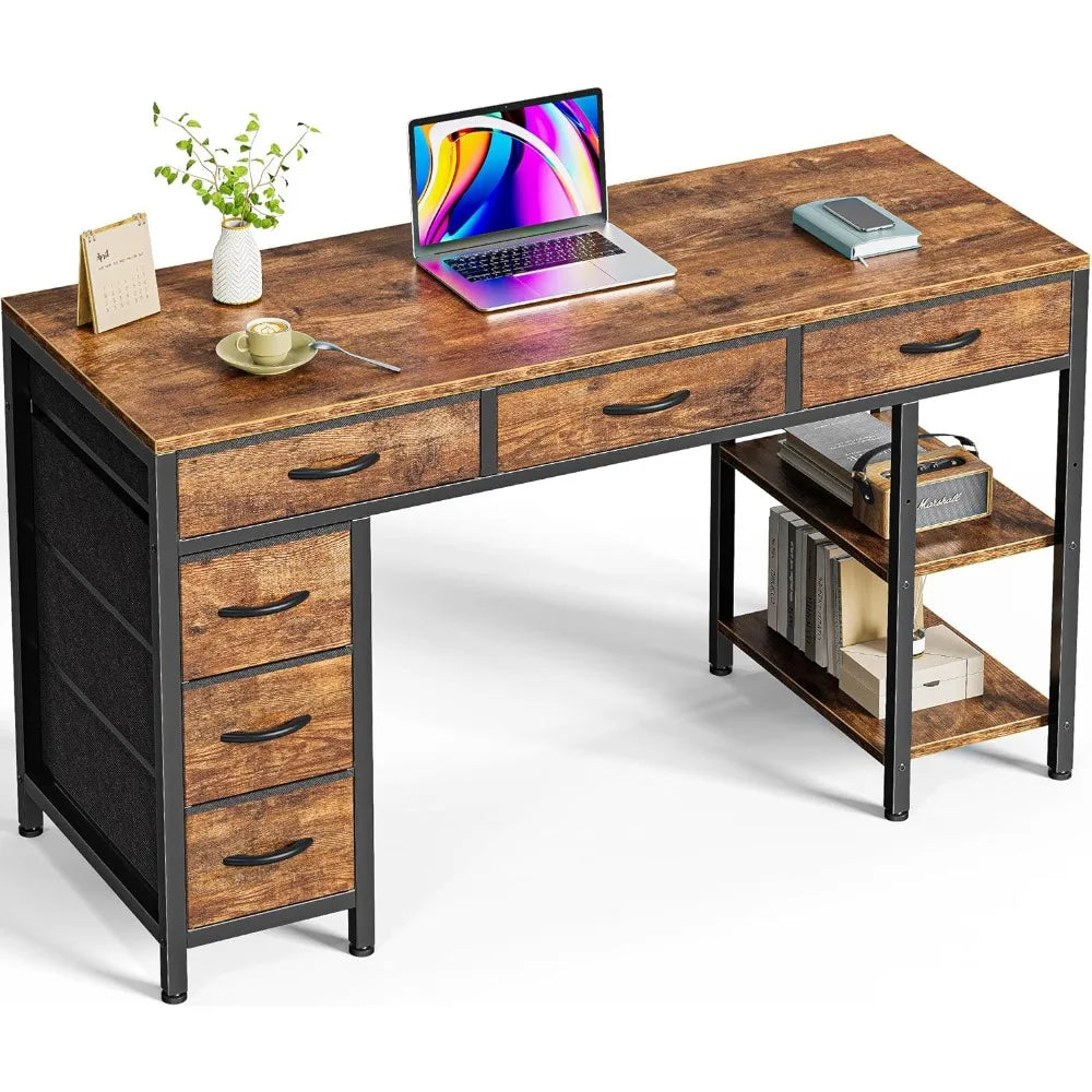 47 Inch Office Desk with Shelves, Reversible Gaming , Corner Desk with Storage,