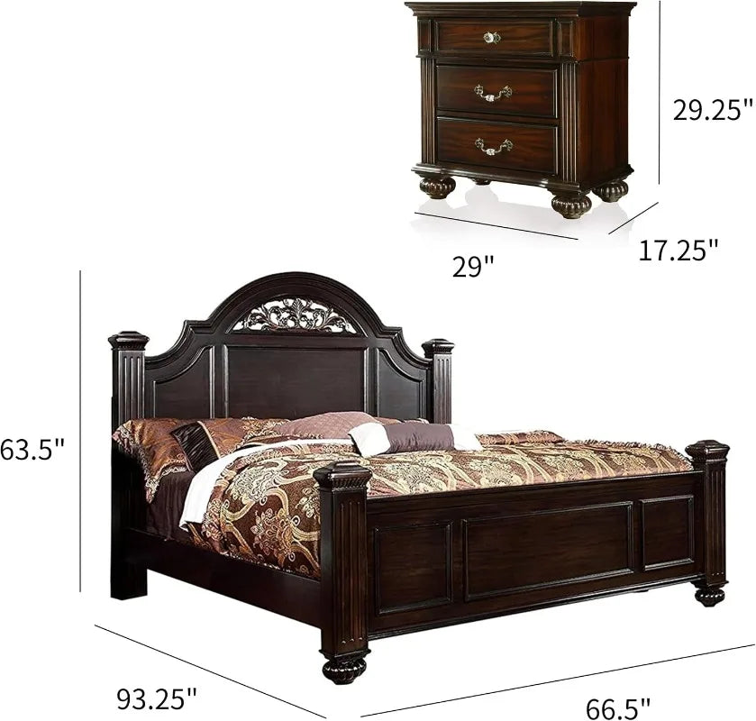 Syracuse 6-Piece Bedroom Set Queen Walnut Transitional style