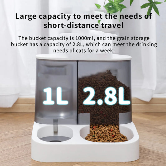 Pet Feeder Automatic Dog Cat Food Bowl With Water Dispenser