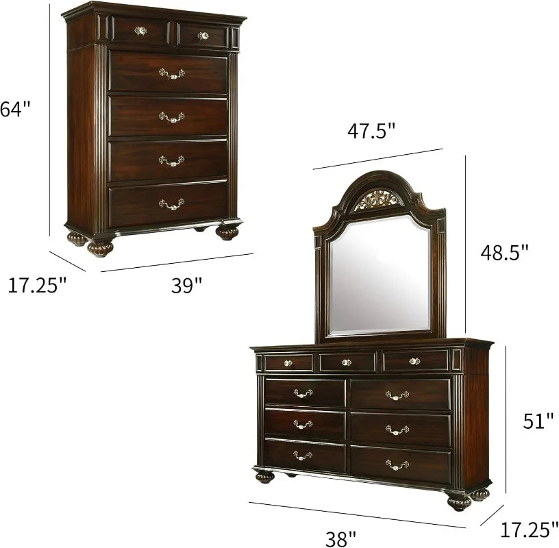 Syracuse 6-Piece Bedroom Set Queen Walnut Transitional style