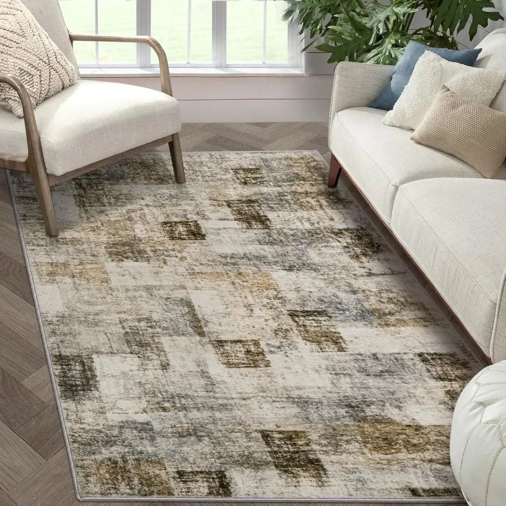 Area Rug Living Room Rugs: 5x7 Soft Modern Abstract Fluffy Rug