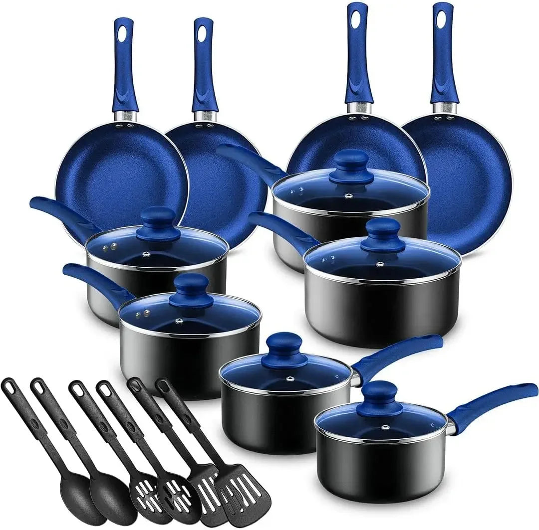 Chef's Star Pots And Pans Set, Nonstick Aluminum Cooking Essentials 11 Pieces Purple