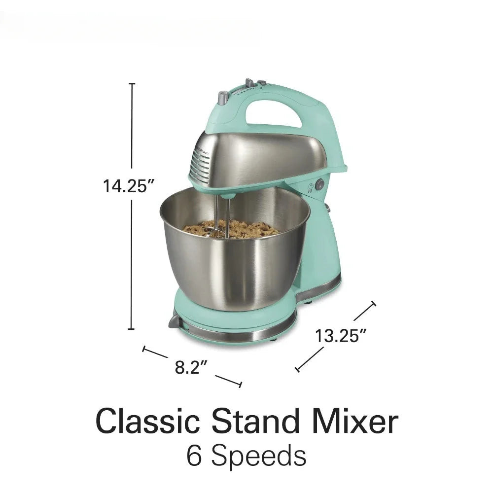 Hand Mixer, 4 Quart Stainless Steel Bowl, 6 Speeds with Quick Burst