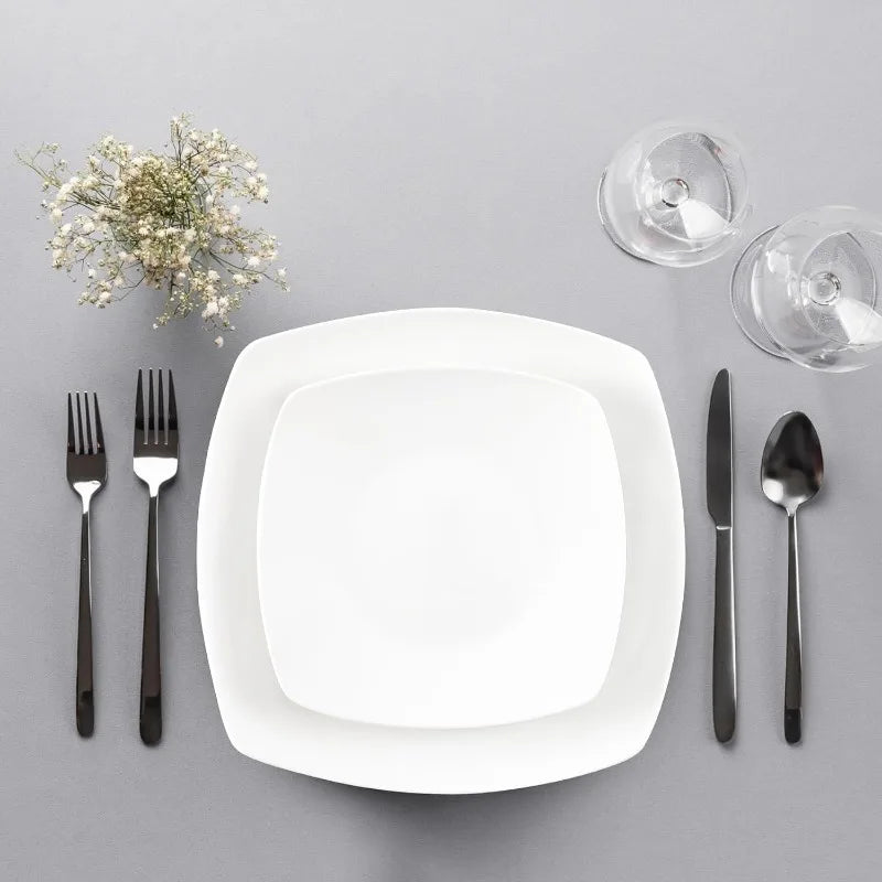 Premium Quality Porcelain Dishes Set - Dishwasher Safe, Microwave Safe Plates and Bowls