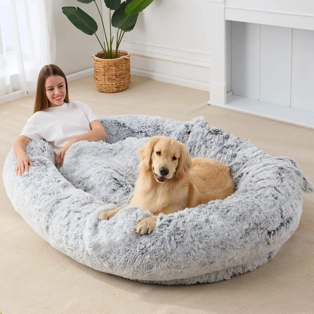 Large Human Dog Bed Bean bag with Blanket for People, Families, Pets,