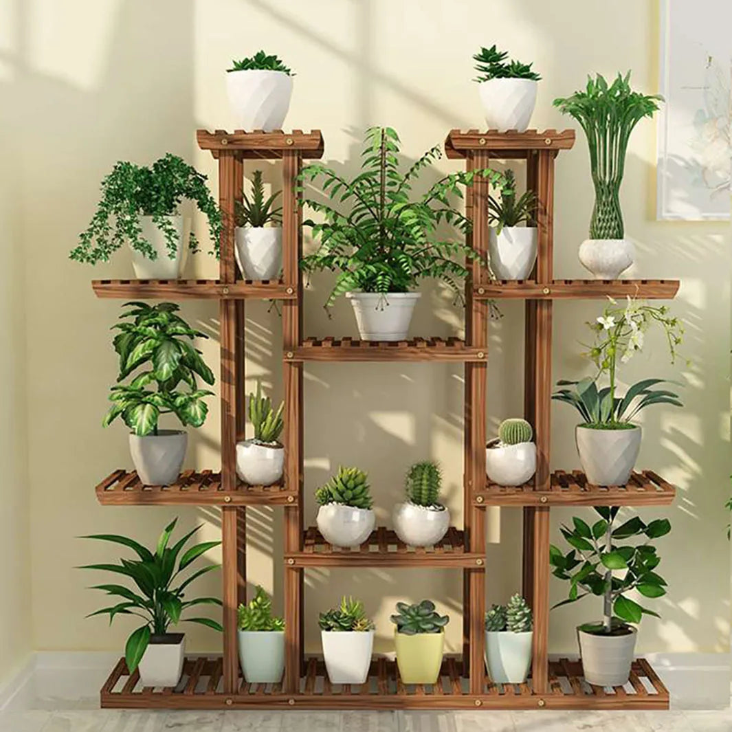 Large 11 Tiered Wood Plant Stand